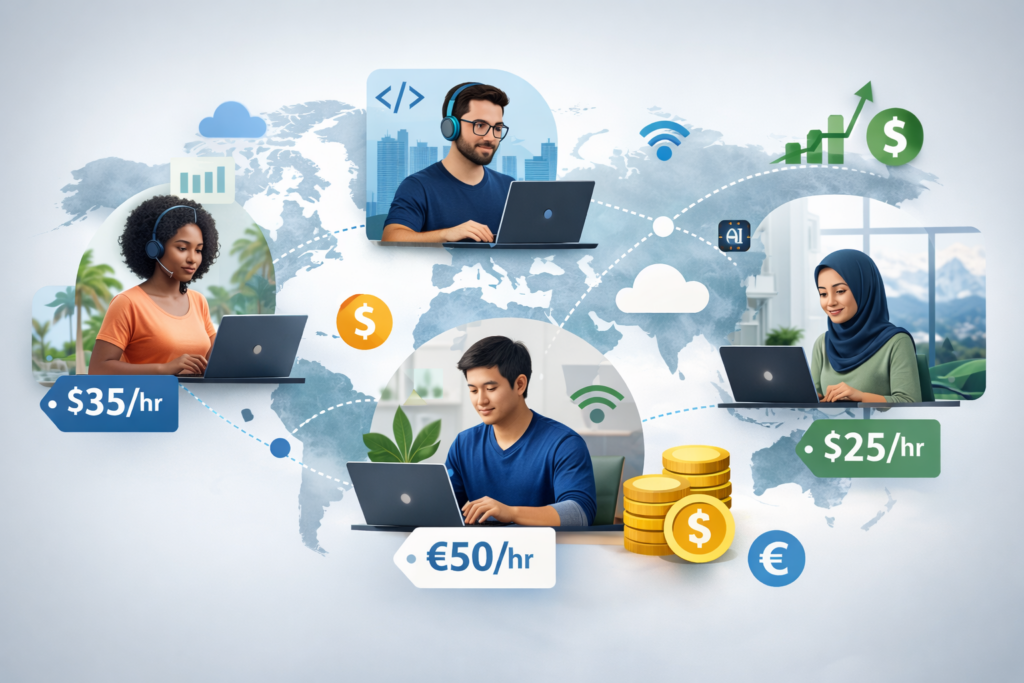 Cost of hiring remote developers in 2025 showing global software engineers, pricing comparison, and remote work technology trends